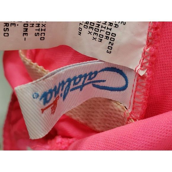 Catalina Vtg 90s Hot pink eyelet bathing suit Open Back sz 12 one piece swimsuit - Picture 2 of 11